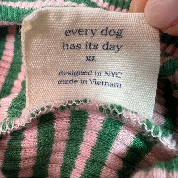 LITTLE BEAST 'Two Peas’ Sleeveless Dog Shirt Pink Green Ribbed Size XL - Picture 9 of 12